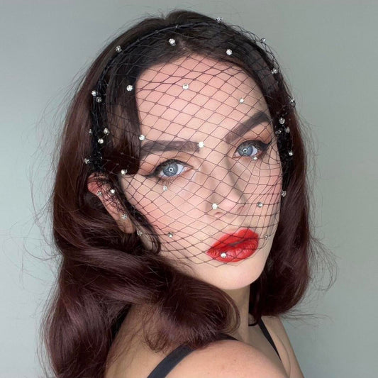 Glittering Widow Crystal Veil
